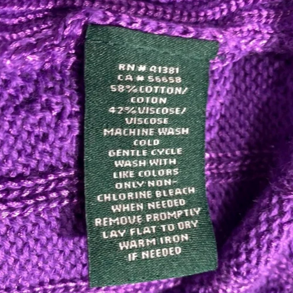 Lauren Ralph Lauren Cable-Knit Poncho size L XL Like New - Picture 7 of 8
